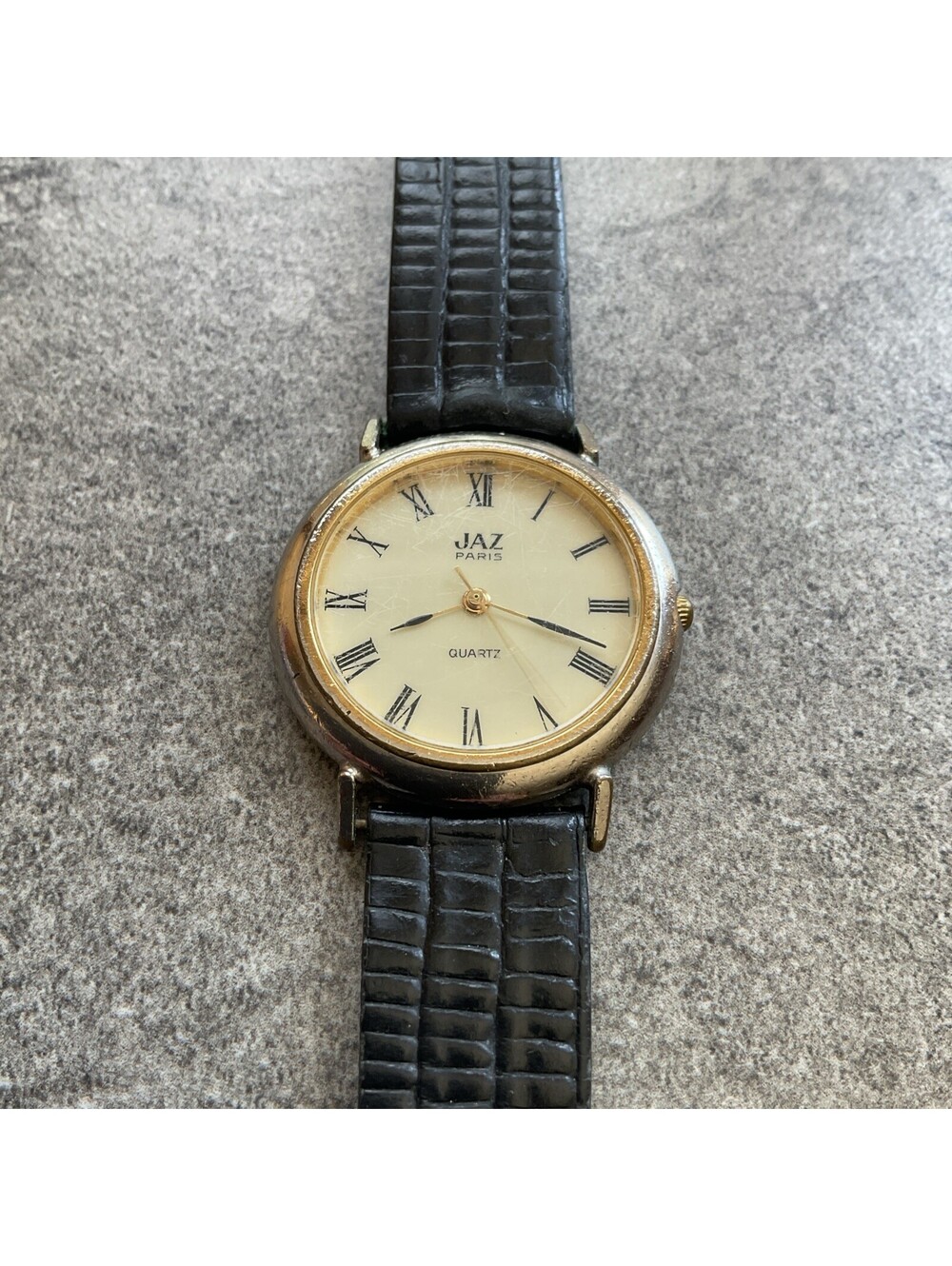 Vintage Jaz Paris Womens Watch 31mm Silver Tone Case Roman Numeral Dial D5